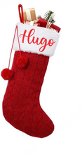 Load image into Gallery viewer, Personalised Red Knitted Christmas Stocking