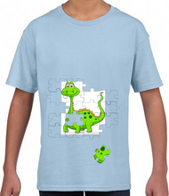Load image into Gallery viewer, WORLD AUTISM AWARENESS DAY - Dinosaur Jigsaw Mens/Ladies Cotton T Shirt