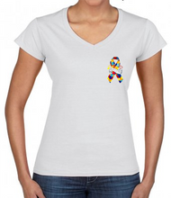 Load image into Gallery viewer, WORLD AUTISM AWARENESS DAY - Autism Ribbon Ladies Cotton T Shirt