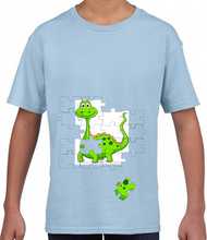 Load image into Gallery viewer, WORLD AUTISM AWARENESS DAY - Dinosaur Jigsaw Mens/Ladies Cotton T Shirt