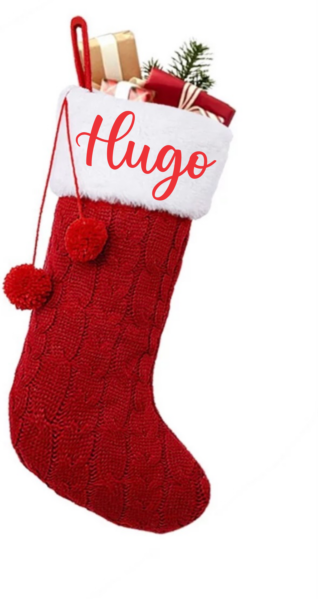 Personalised Red Knitted Christmas Stocking