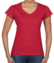 Load image into Gallery viewer, Ladies Plain V-Neck Softstyle Cotton T-Shirt
