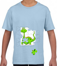 Load image into Gallery viewer, WORLD AUTISM AWARENESS DAY - Dinosaur Jigsaw Mens/Ladies Cotton T Shirt
