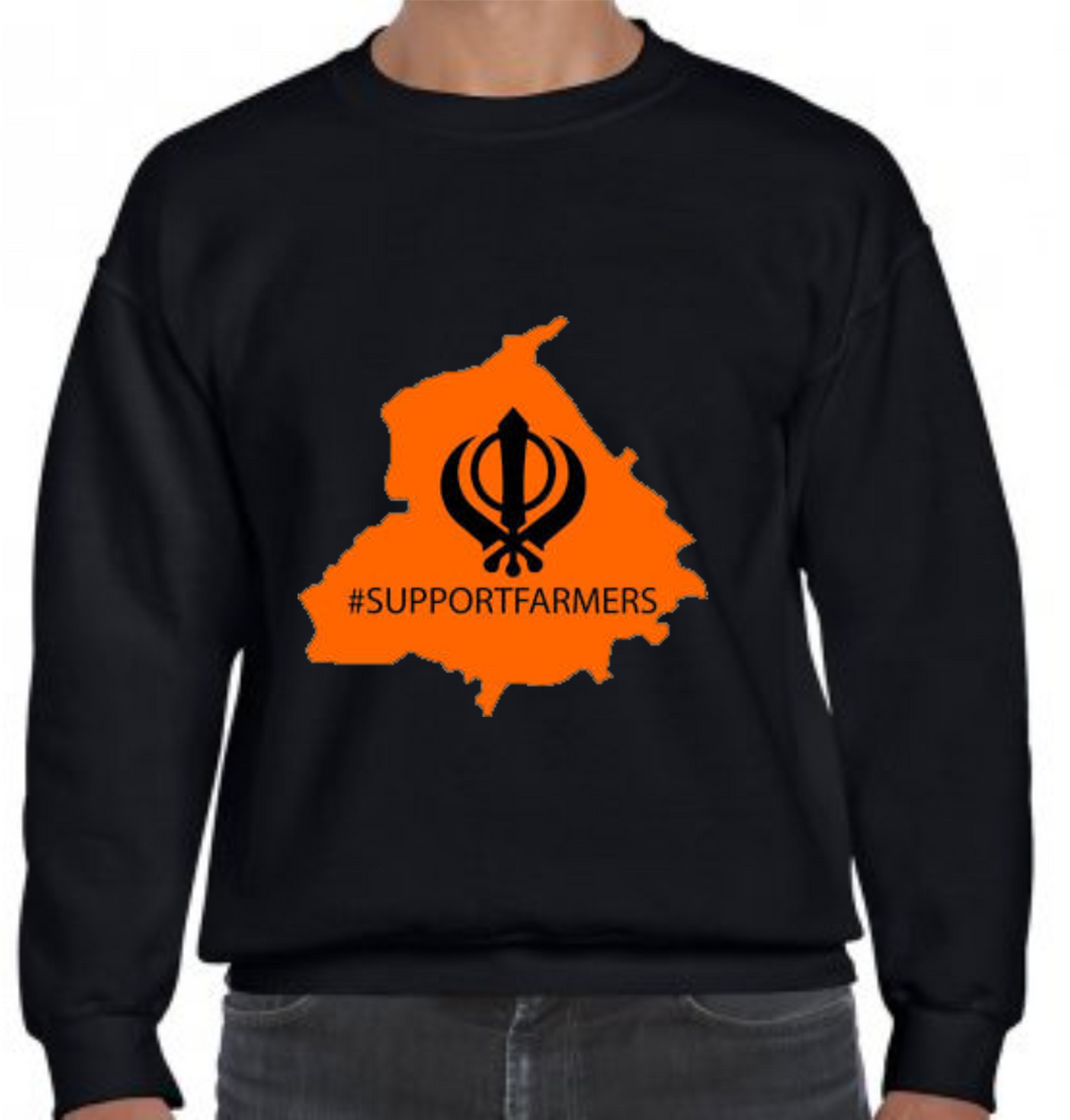 Support Farmers Sikh Adult Black Sweatshirt