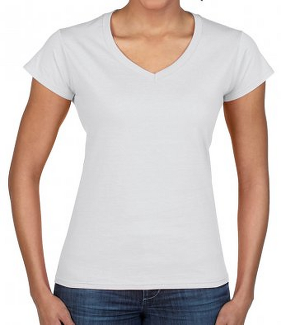 Ladies Plain V-Neck Softstyle Cotton T-Shirt