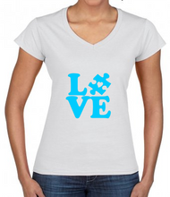 Load image into Gallery viewer, WORLD AUTISM AWARENESS DAY - LOVE Jigsaw Ladies Cotton T Shirt
