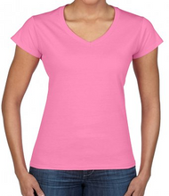 Load image into Gallery viewer, Ladies Plain V-Neck Softstyle Cotton T-Shirt
