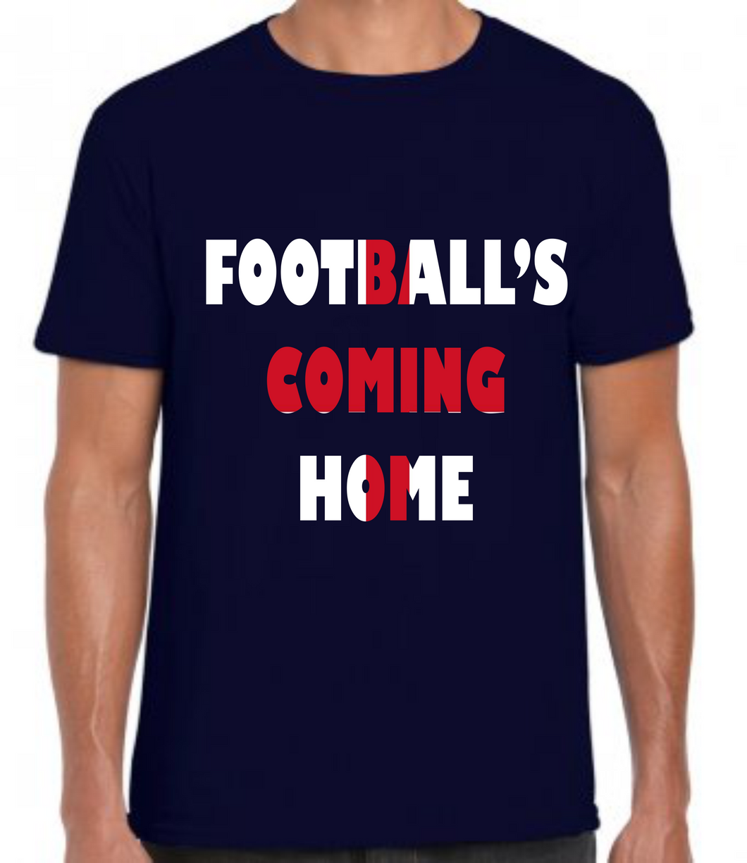 Football's Coming Home Mens/Unisex T Shirt - In St George Flag