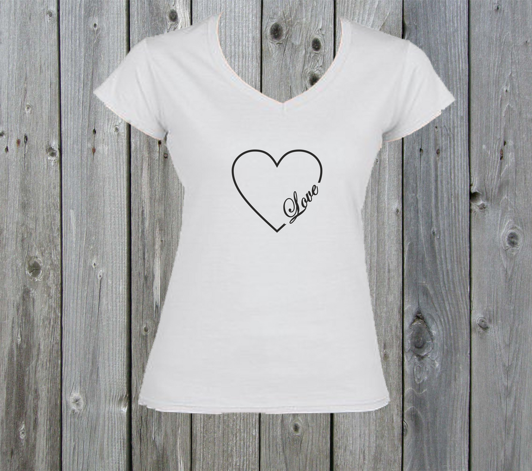 Personalised Classic Ladies Valentine Tshirt - Love heart