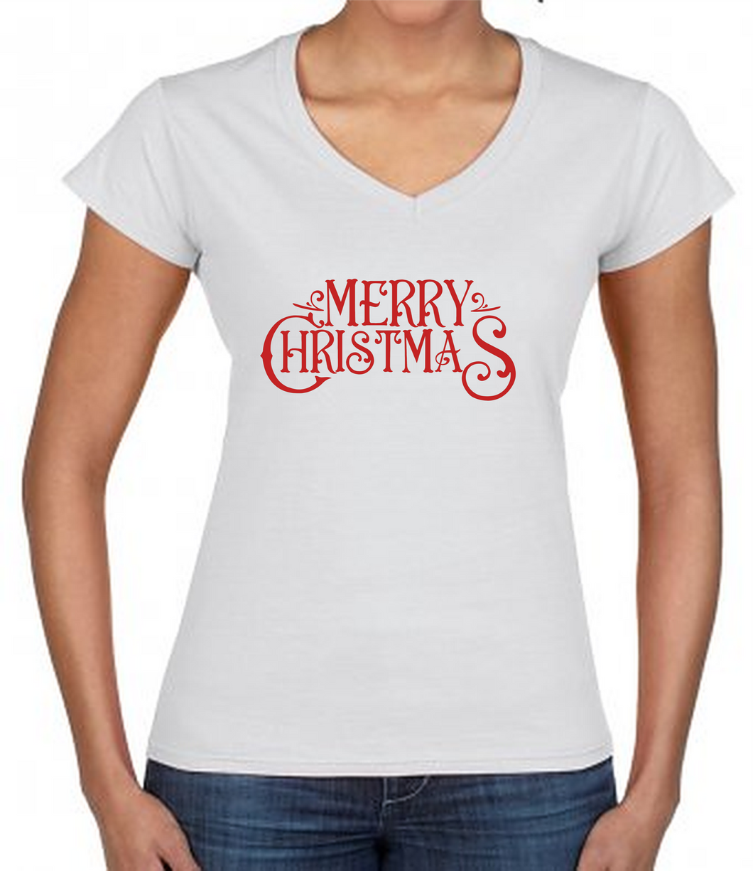 Ladies Christmas Tshirt - Merry Christmas