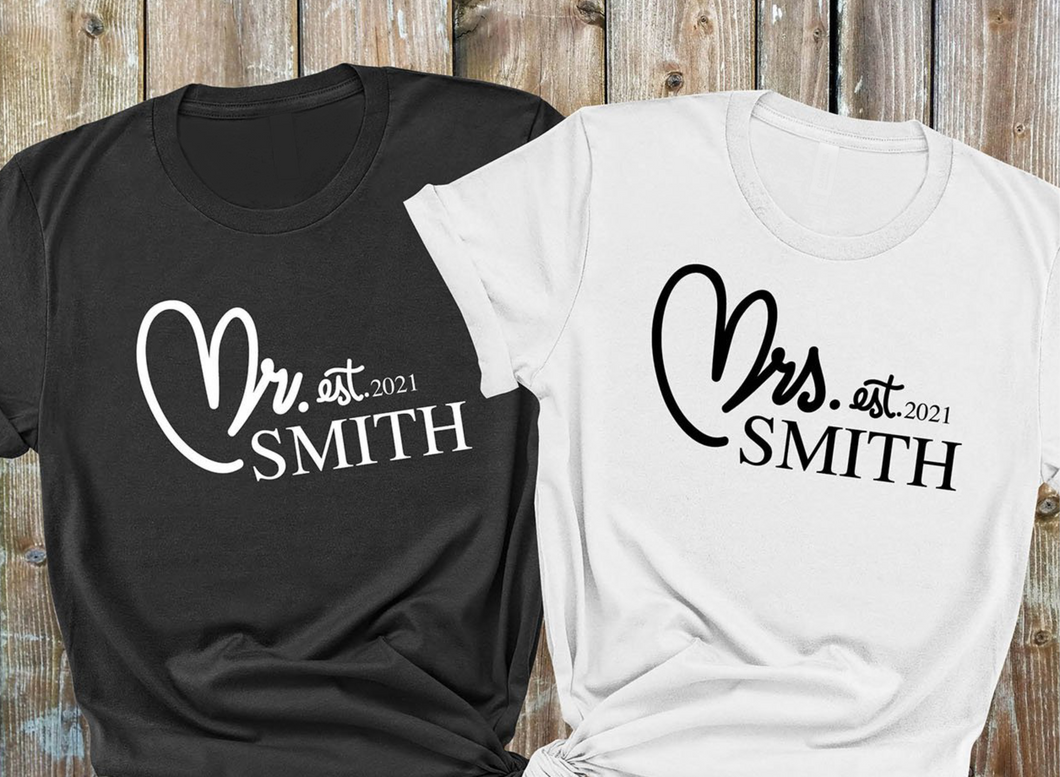 Personalised Matching Tees - Mr & Mrs