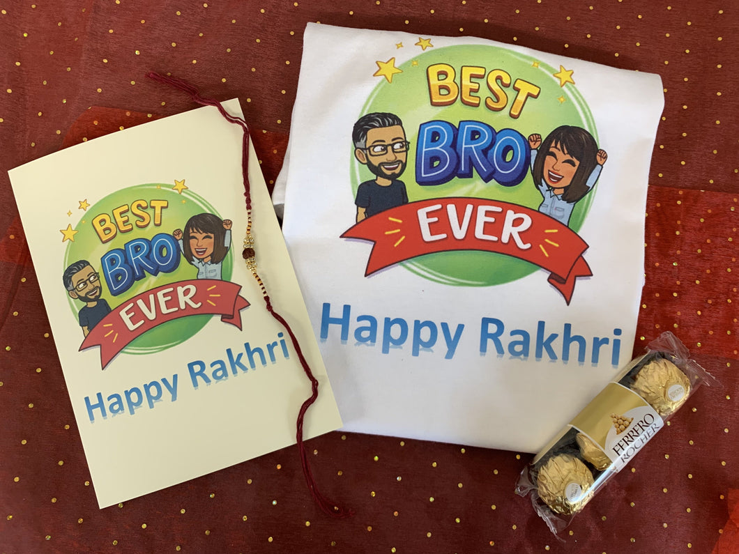 Rakhri Gift Set including tshirt, rakhi, card and chocs