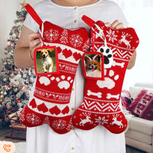 Load image into Gallery viewer, Personalised Pet Christmas Stocking with photo pocket
