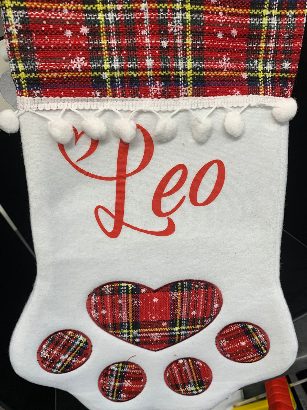 Personalised Pet Christmas Paw Stocking dog