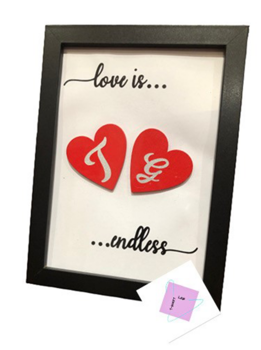 Valentines Personalised wooden hearts frame black or white